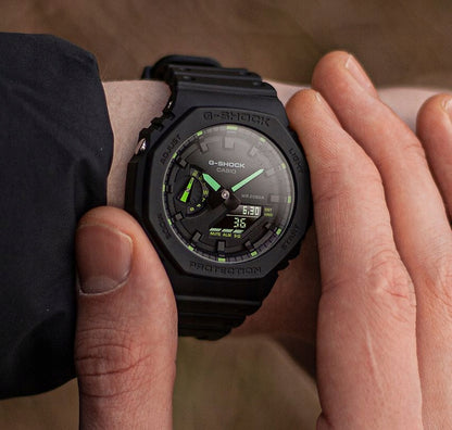 RELOJ G-SHOCK OAK NEGRO LIGHT GREEN | SKU: G-S-249