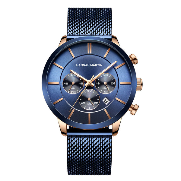 RELOJ HANNA MARTIN AZUL NOCHE DORADO ELEGANTE | SKU: HAN-21