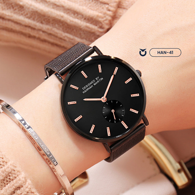 RELOJ PARA PAREJA: "TOTAL BLACK" | SKU: HAN-46/41