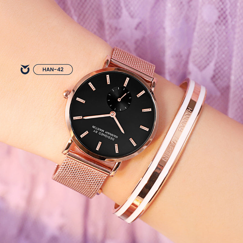RELOJ HANNAH MARTIN - BLACK DOBLE ARROW | SKU: HAN-42