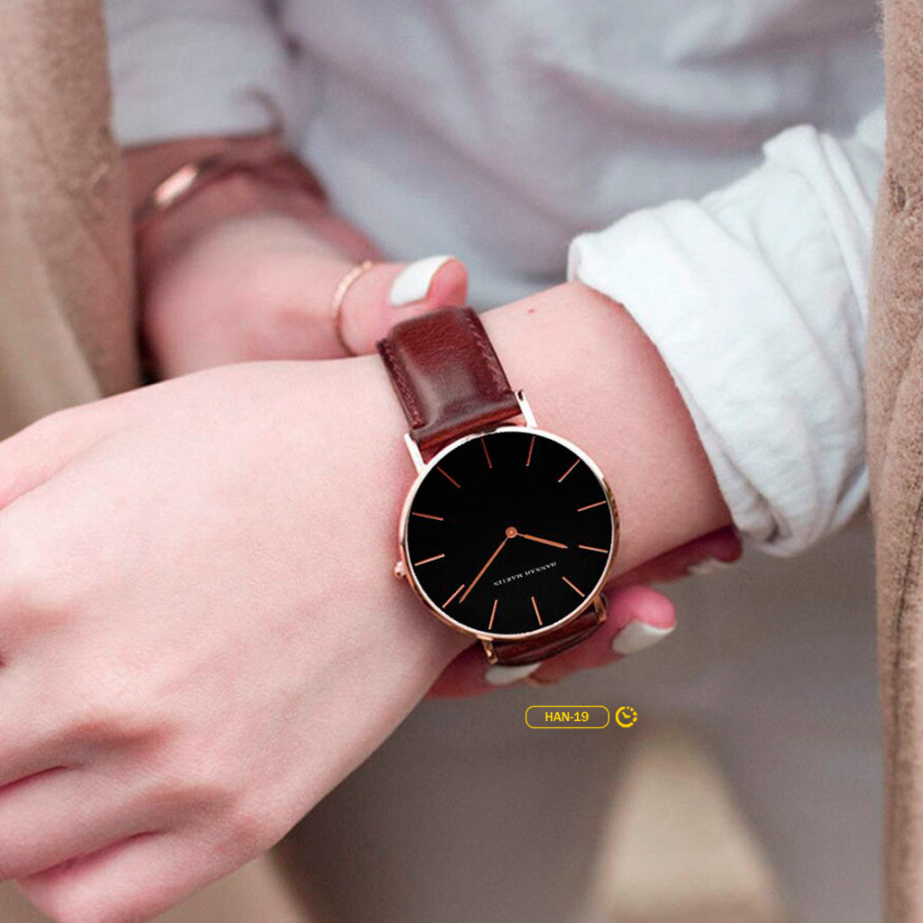 RELOJ PARA PAREJA: "CLASSIC LEATHER" | SKU: HAN-98 / HAN-19