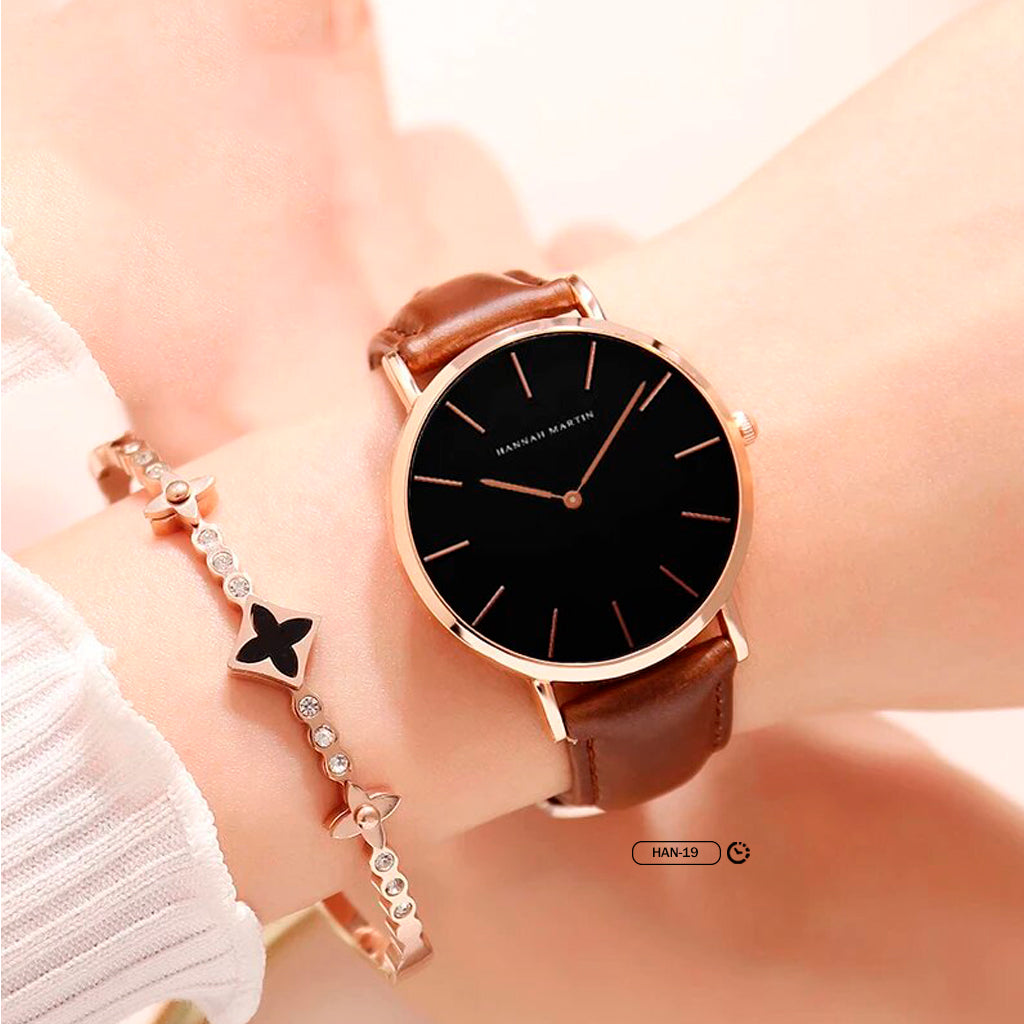 RELOJ HANNAH MARTIN ORIGINAL ELEGANTE MARRON CON NEGRO | HAN-19