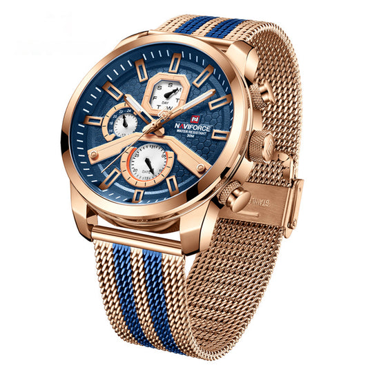 RELOJ NAVIFORCE ORIGINAL AZULINO DORADO NF9211 | NAV-72