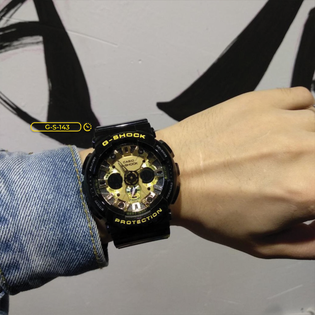 RELOJ G-SHOCK - NEGRO ORO - GA-12BB - DEPORTIVO CASUAL PARA HOMBRE - G-S-143-3