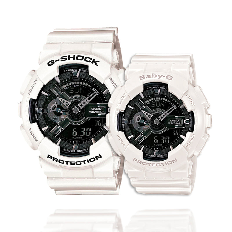 RELOJES G-SHOCK DEPORTIVO CASUAL PAREJA BLANCO Y NEGRO | G-S-24 | G-S-12