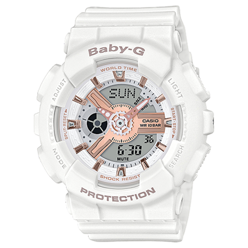 RELOJ BABY-G DEPORTIVO BLANCO ORO ROSA PARA MUJER  | G-S-142