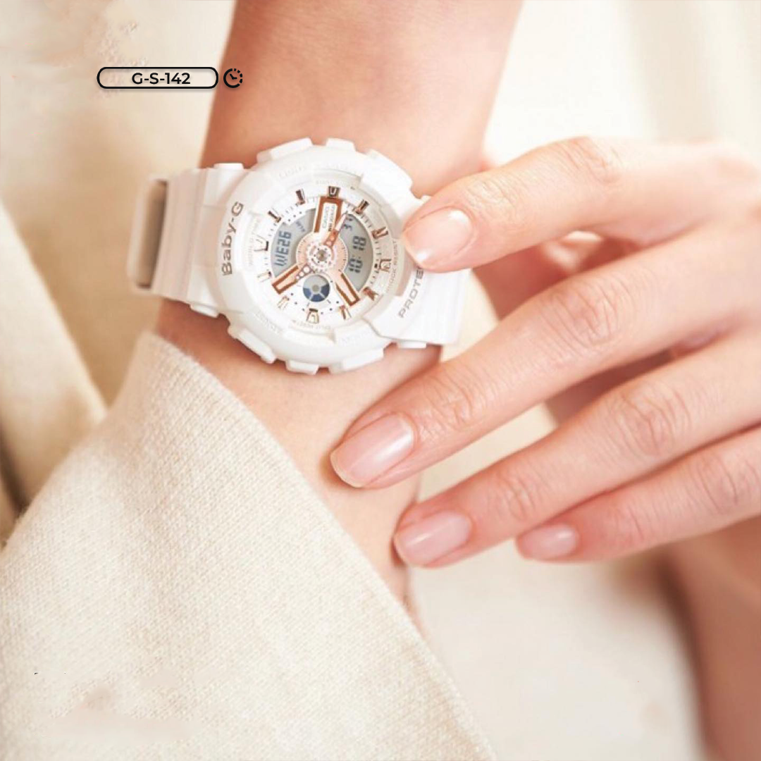 RELOJ BABY-G DEPORTIVO BLANCO ORO ROSA PARA MUJER  | G-S-142