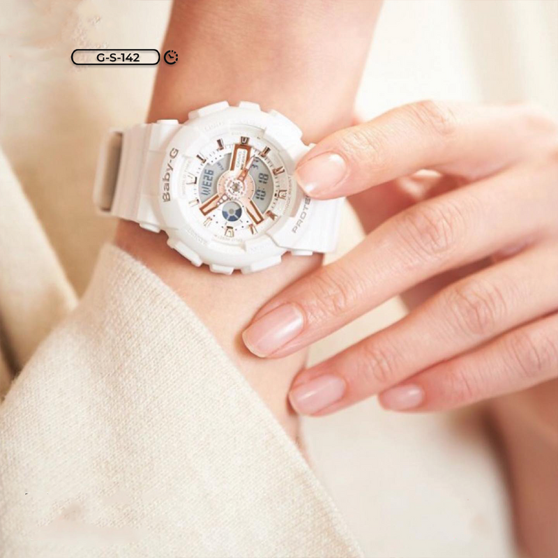 RELOJ BABY-G DEPORTIVO BLANCO ORO ROSA PARA MUJER  | G-S-142