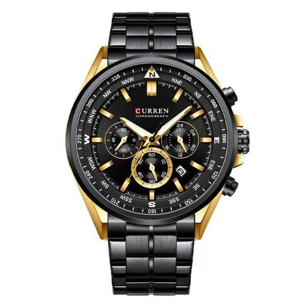 RELOJ CURREN ORIGINAL - CASUAL NEGRO CON DORADO | CUR-82 PARA HOMBRES