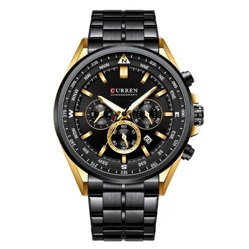 RELOJ CURREN ORIGINAL - CASUAL NEGRO CON DORADO | CUR-82 PARA HOMBRES