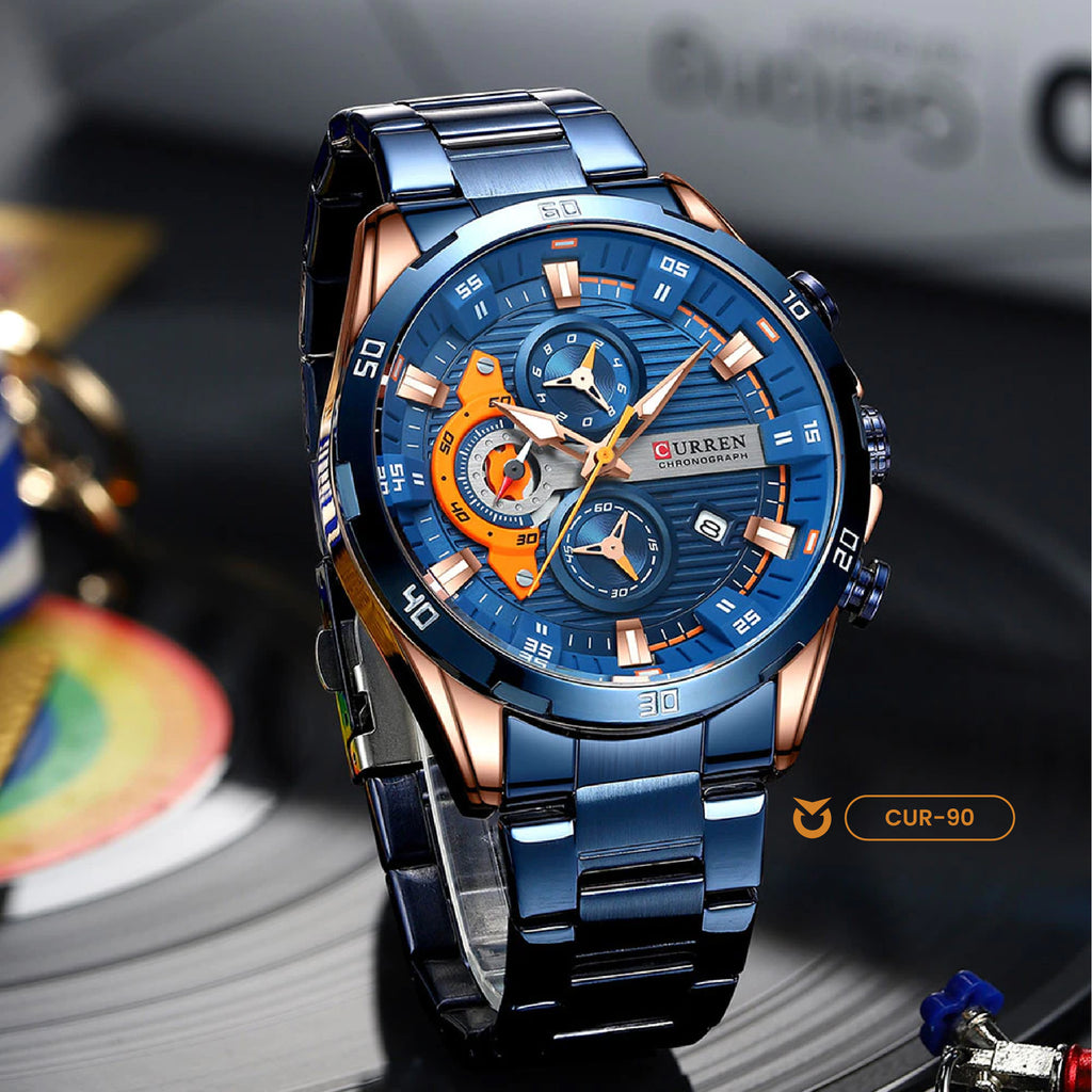 RELOJ CURREN ORIGINAL - CASUAL PLATEADO, NEGRO Y AZUL 8402 | CUR-88, CUR-89, CUR-90 PARA HOMBRE