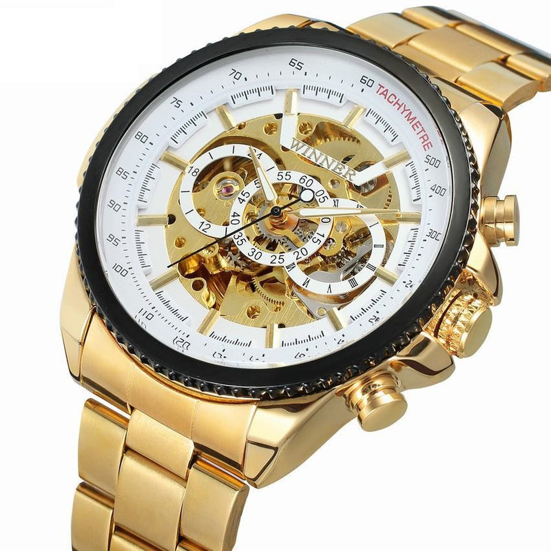 RELOJ FORSINING DORADO CON BLANCO PARA HOMBRES CLOCK PERU