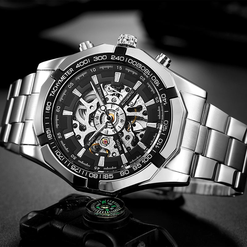 RELOJ FORSINING ORIGINAL ELEGANTE PLATEADO PARA HOMBRE | FOR-3