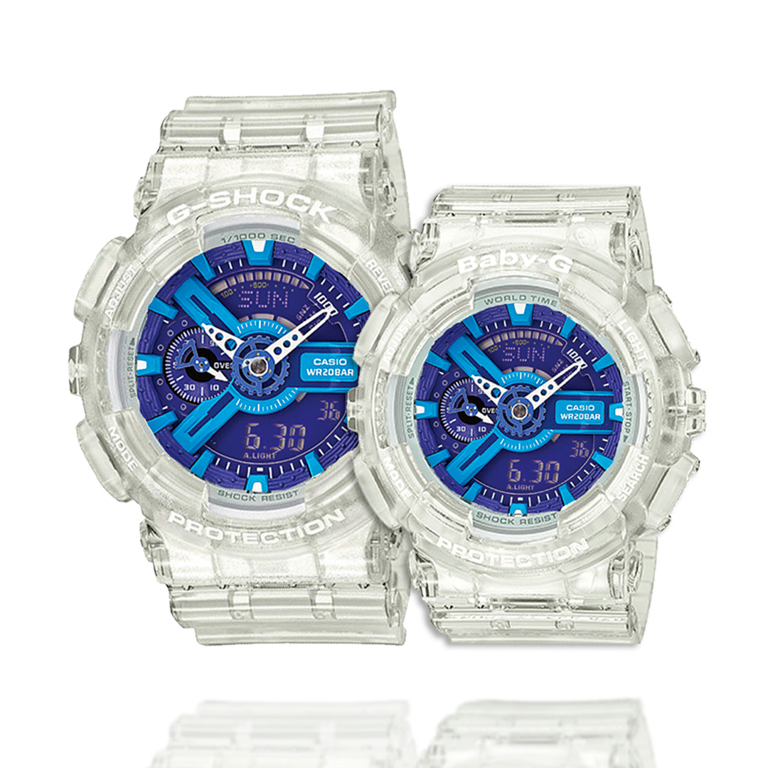 RELOJ G-SHOCK - DEPORTIVO CASUAL - PARA PAREJA - AZUL TRANSPARENTE | G-S-18 I G-S-181
