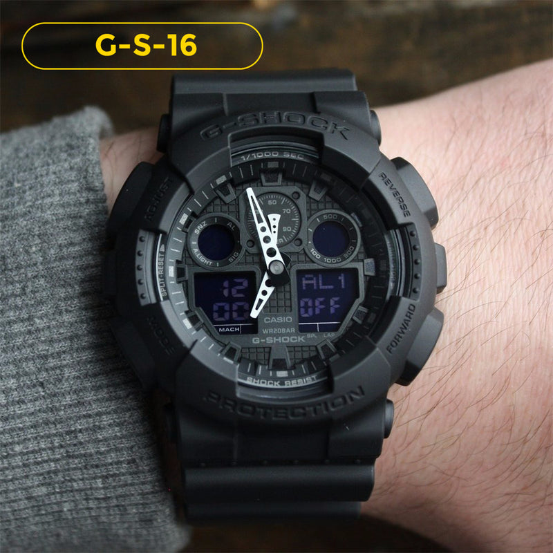 RELOJ G-SHOCK - GA-100 - DEPORTIVO CASUAL NEGRO | G-S-16 (1)