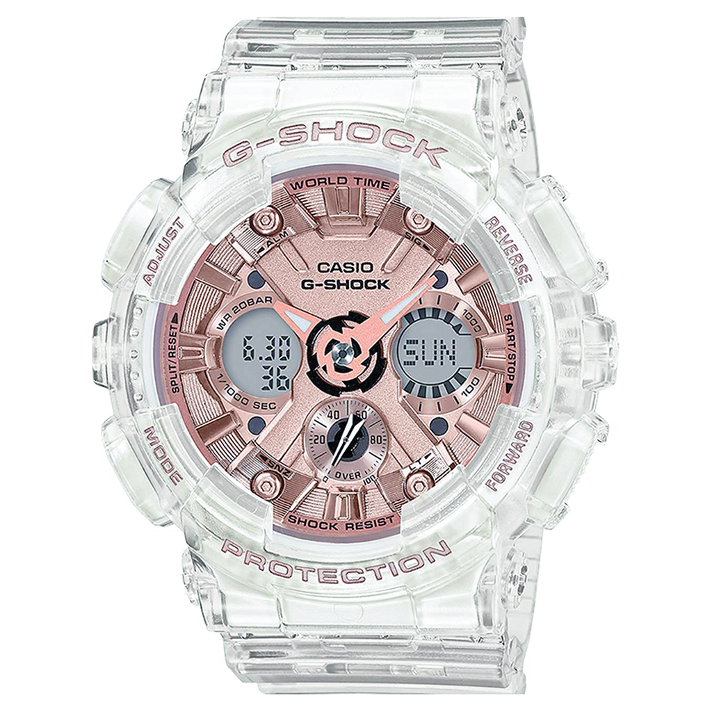 RELOJ G-SHOCK - TRANSPARENTE Y ROSA GA-120BB | G-S-144 | G-S-193 PARA HOMBRE