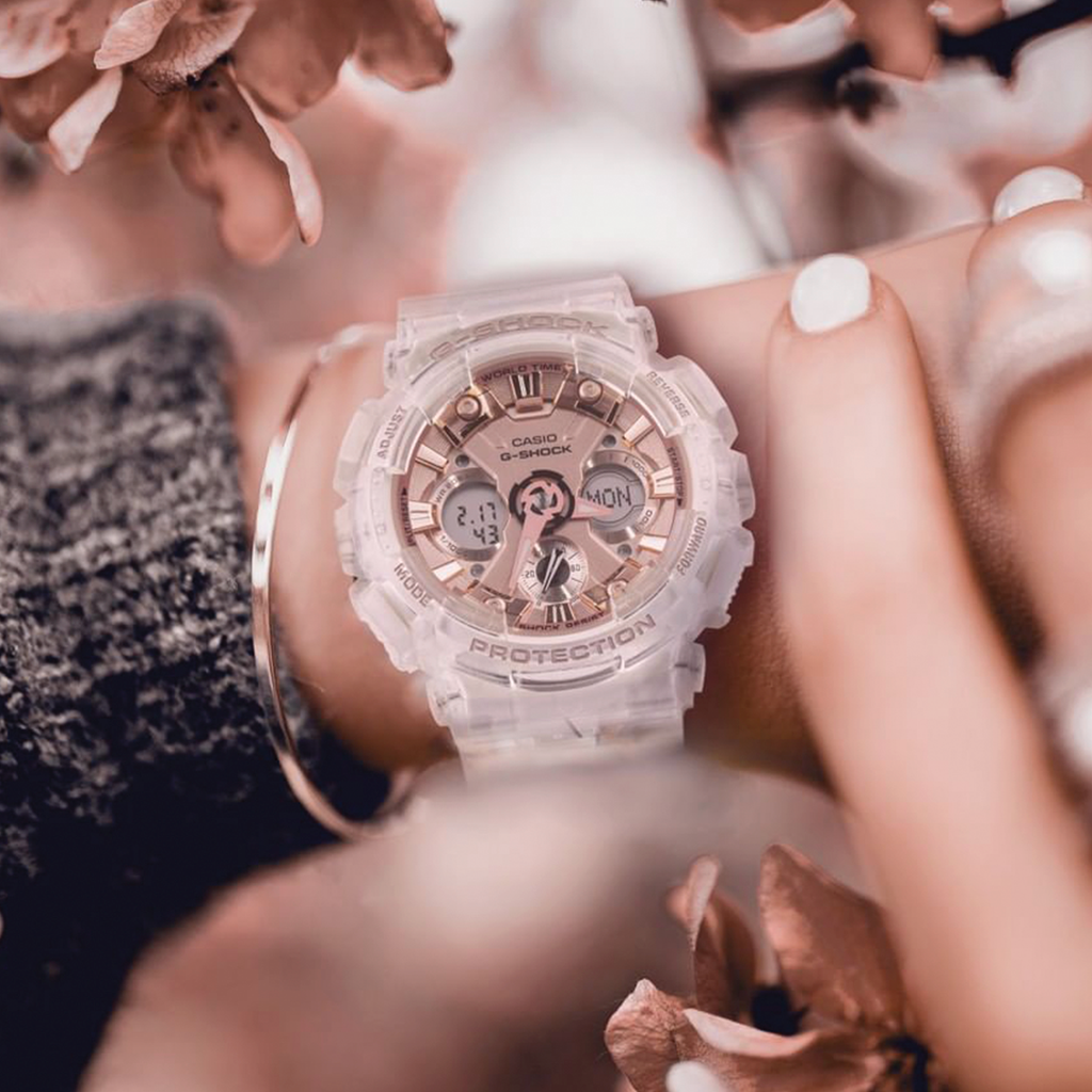 RELOJ G-SHOCK - TRANSPARENTE Y ROSA GA-120BB | G-S-144 | G-S-193 PARA HOMBRE