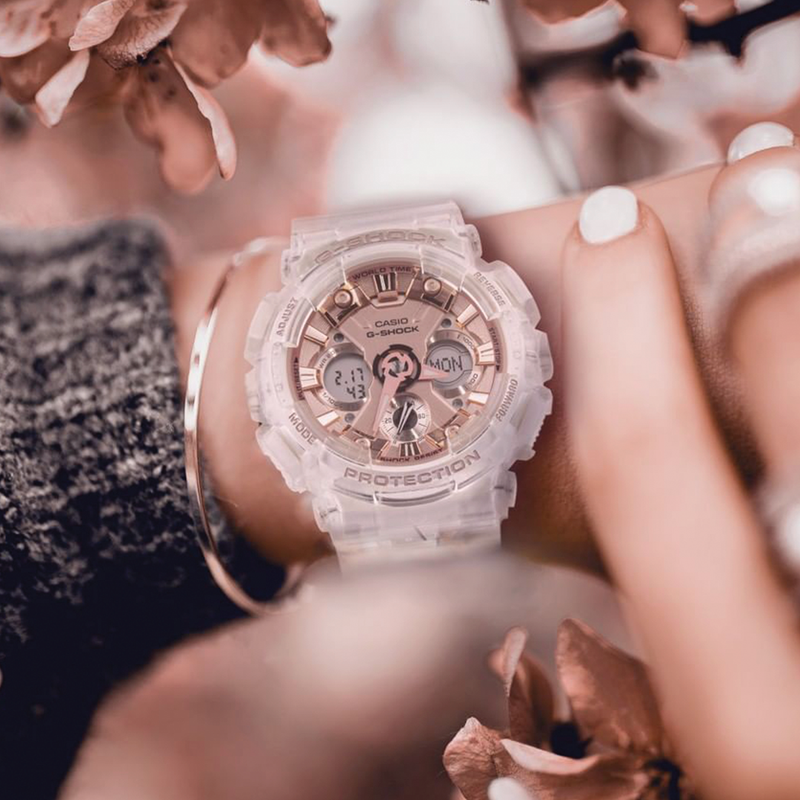 RELOJ G-SHOCK - TRANSPARENTE Y ROSA GA-120BB | G-S-144 | G-S-193 PARA HOMBRE