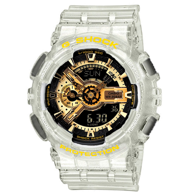 RELOJ G-SHOCK DEPORTIVO TRANSPARENTE CON DORADO | G-S-133