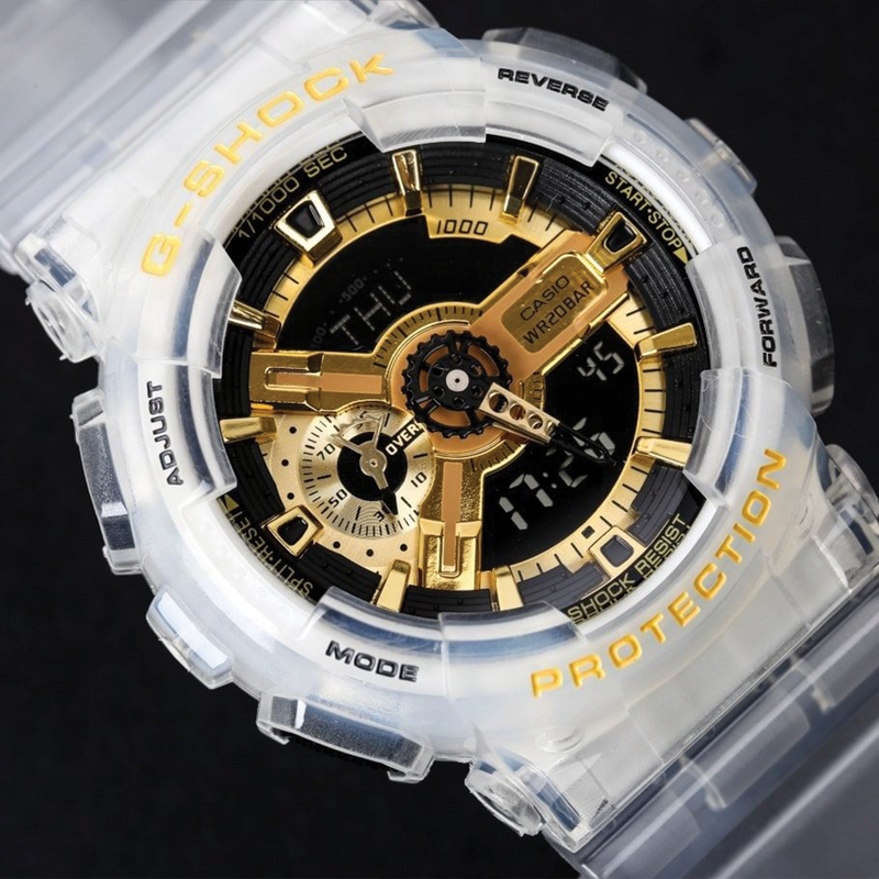 RELOJ G-SHOCK DEPORTIVO TRANSPARENTE CON DORADO | G-S-133