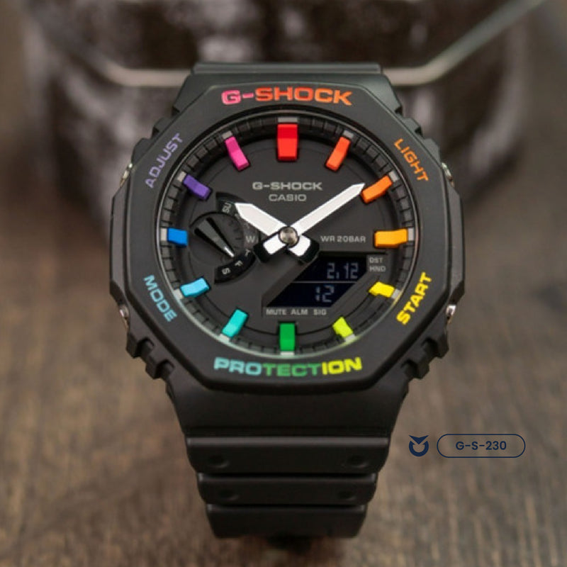 RELOJ G-SHOCK NEGRO ARCOIRIS | G-S-230-3