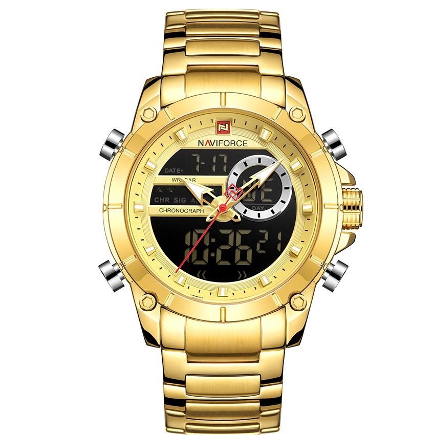 RELOJ NAVIFORCE ORGINAL - ELEGANTE DORADO Y NEGRO PARA HOMBRE NF9163 | NAV-18 | NAV-19