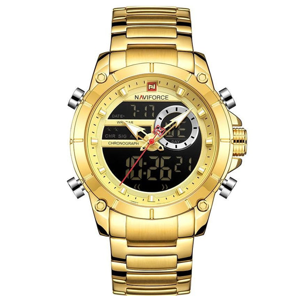 RELOJ NAVIFORCE ORGINAL - ELEGANTE DORADO Y NEGRO PARA HOMBRE NF9163 | NAV-18 | NAV-19