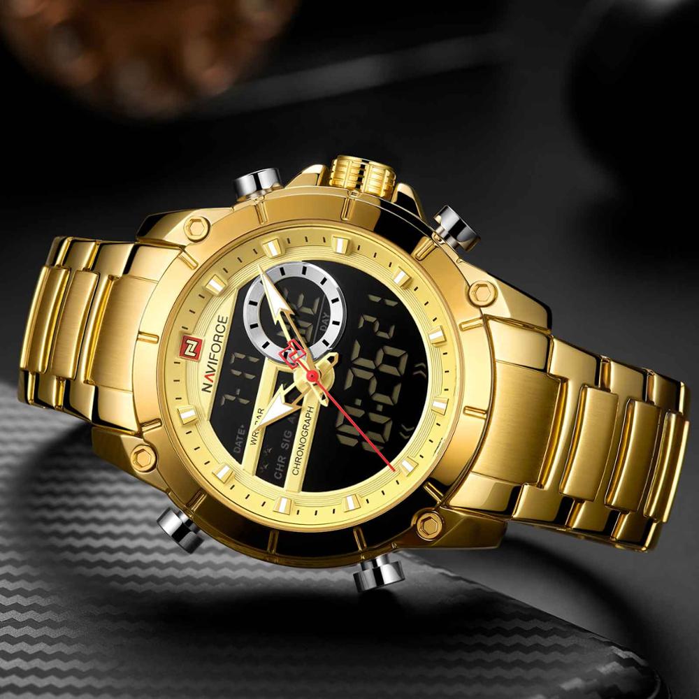 RELOJ NAVIFORCE ORGINAL - ELEGANTE DORADO Y NEGRO PARA HOMBRE NF9163 | NAV-18 | NAV-19