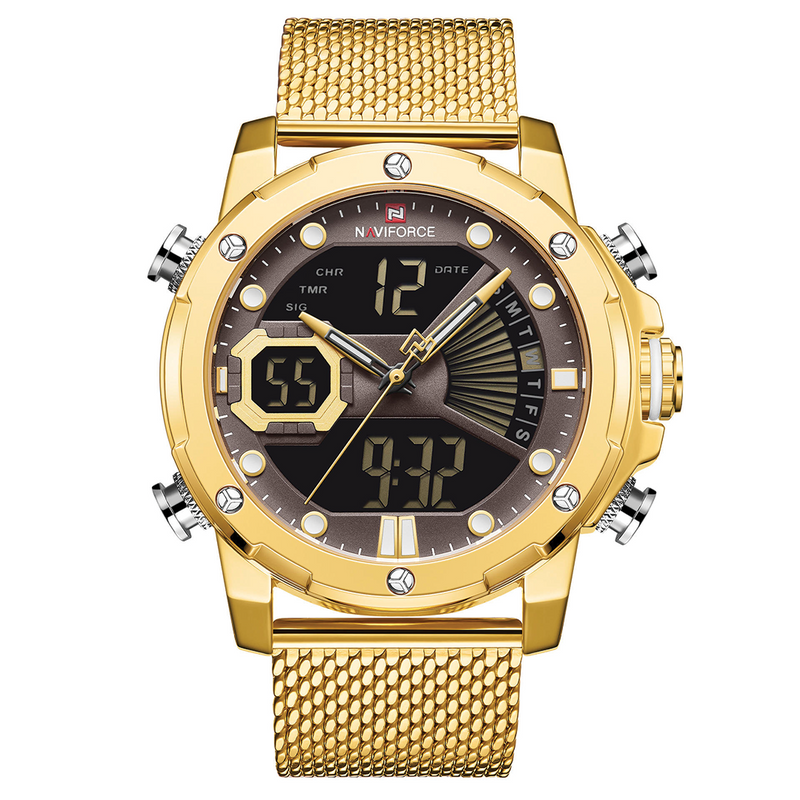 RELOJ NAVIFORCE ORIGINAL - ELEGANTE DORADO NF9172 PARA HOMBRE | NAV-61