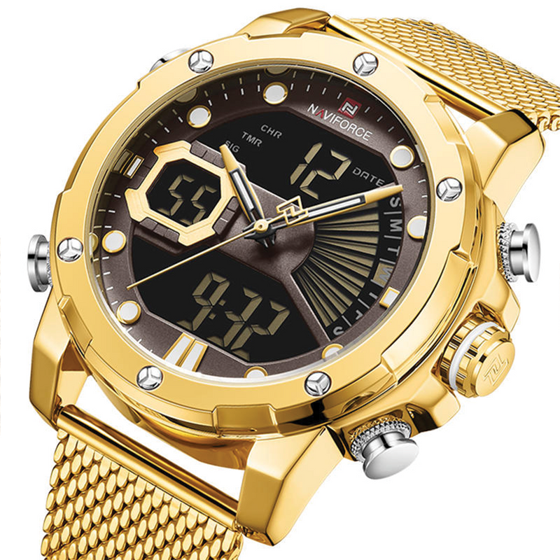 RELOJ NAVIFORCE ORIGINAL - ELEGANTE DORADO NF9172 PARA HOMBRE | NAV-61