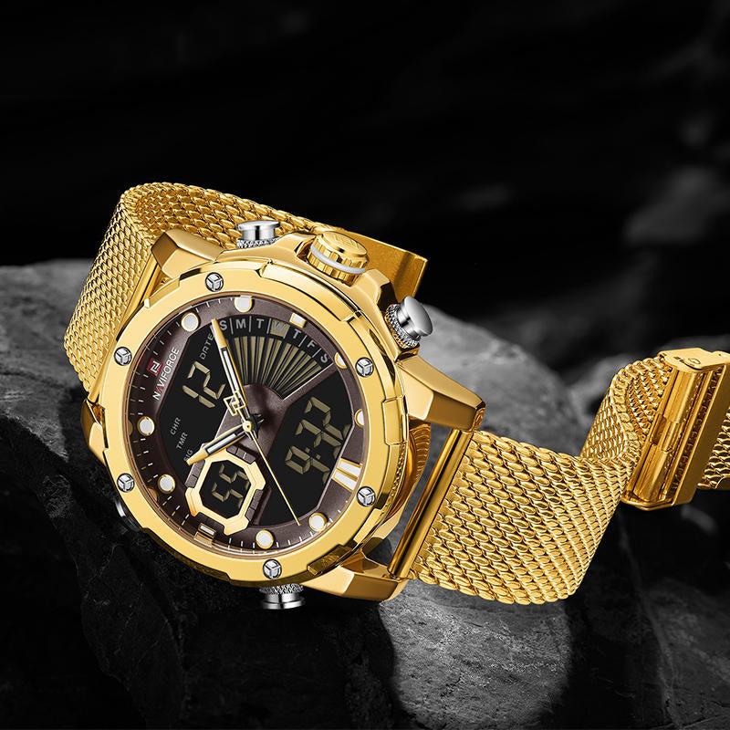 RELOJ NAVIFORCE ORIGINAL - ELEGANTE DORADO NF9172 PARA HOMBRE | NAV-61