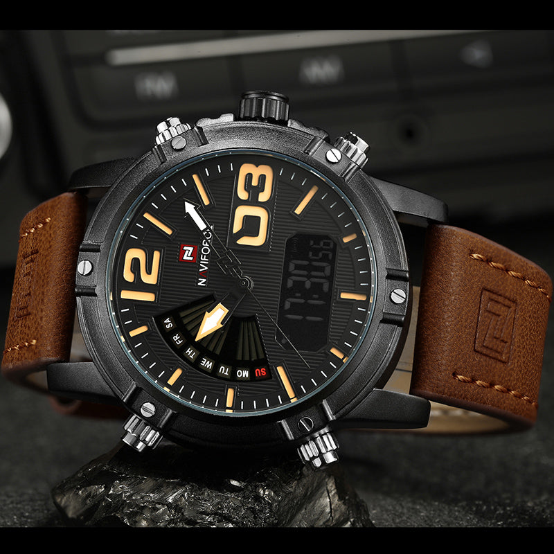 RELOJ NAVIFORCE ORIGINAL ELEGANTE Y CASUAL MARRÓN Y NEGRO | NAV-16 | NAV-108 para hombre (3)