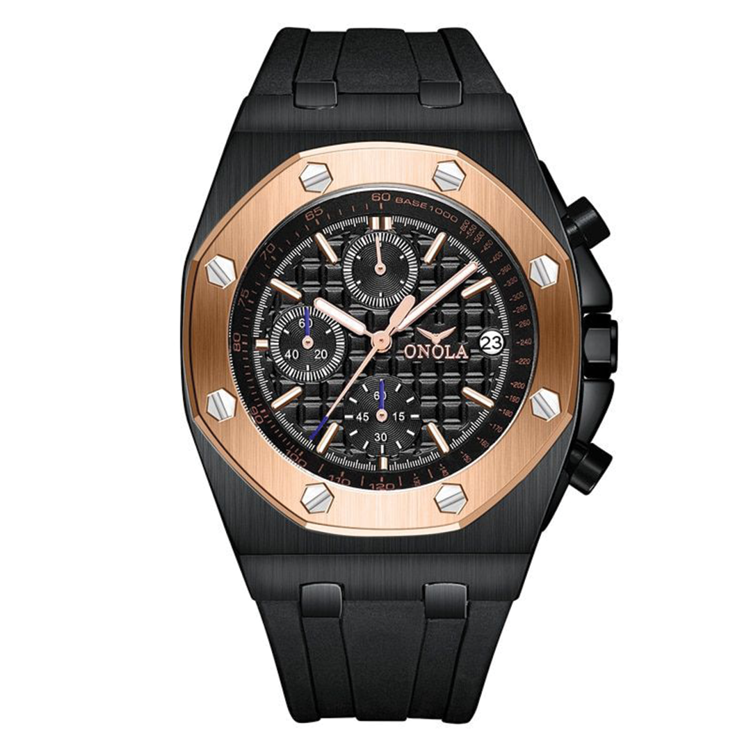 RELOJ ONOLA ORIGINAL CASUAL ELEGANTE NEGRO ORO | ONO-8 (1)