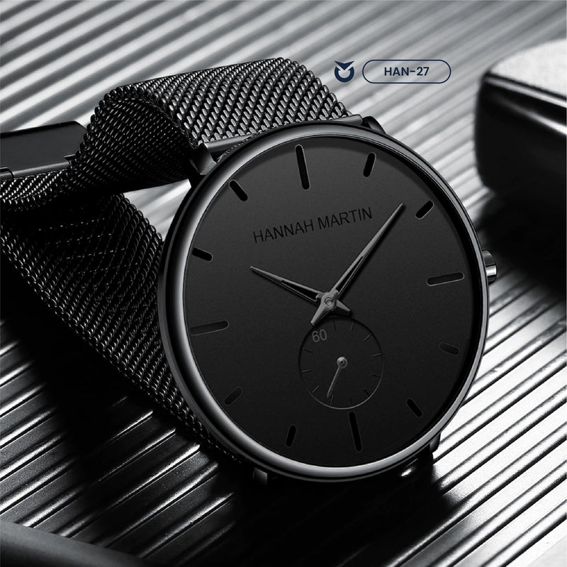 RELOJ ORIGINAL HANNAH MARTIN - ELEGANTE  Y CASUAL - MATE NEGRO | HAN-27 PARA HOMBRE