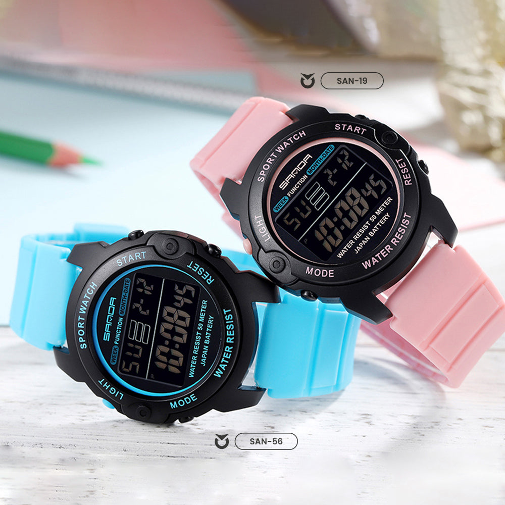 RELOJ SANDA ORIGINAL DEPORTIVO AZUL Y ROSADO PARA MUJER | SAN-19 | SAN-56