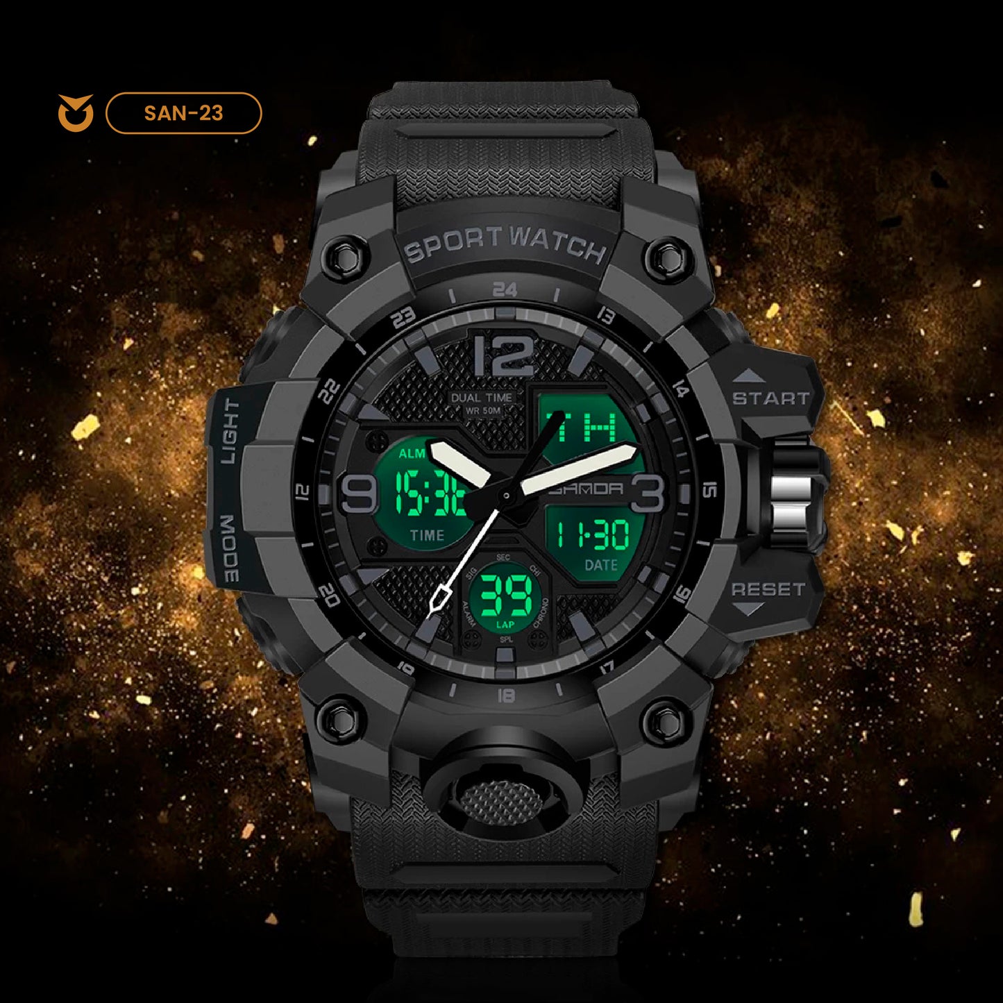 RELOJ SANDA ORIGINAL DEPORTIVO NEGRO - VERDE | SAN-23 | SAN-24 | SAN-27 (3)