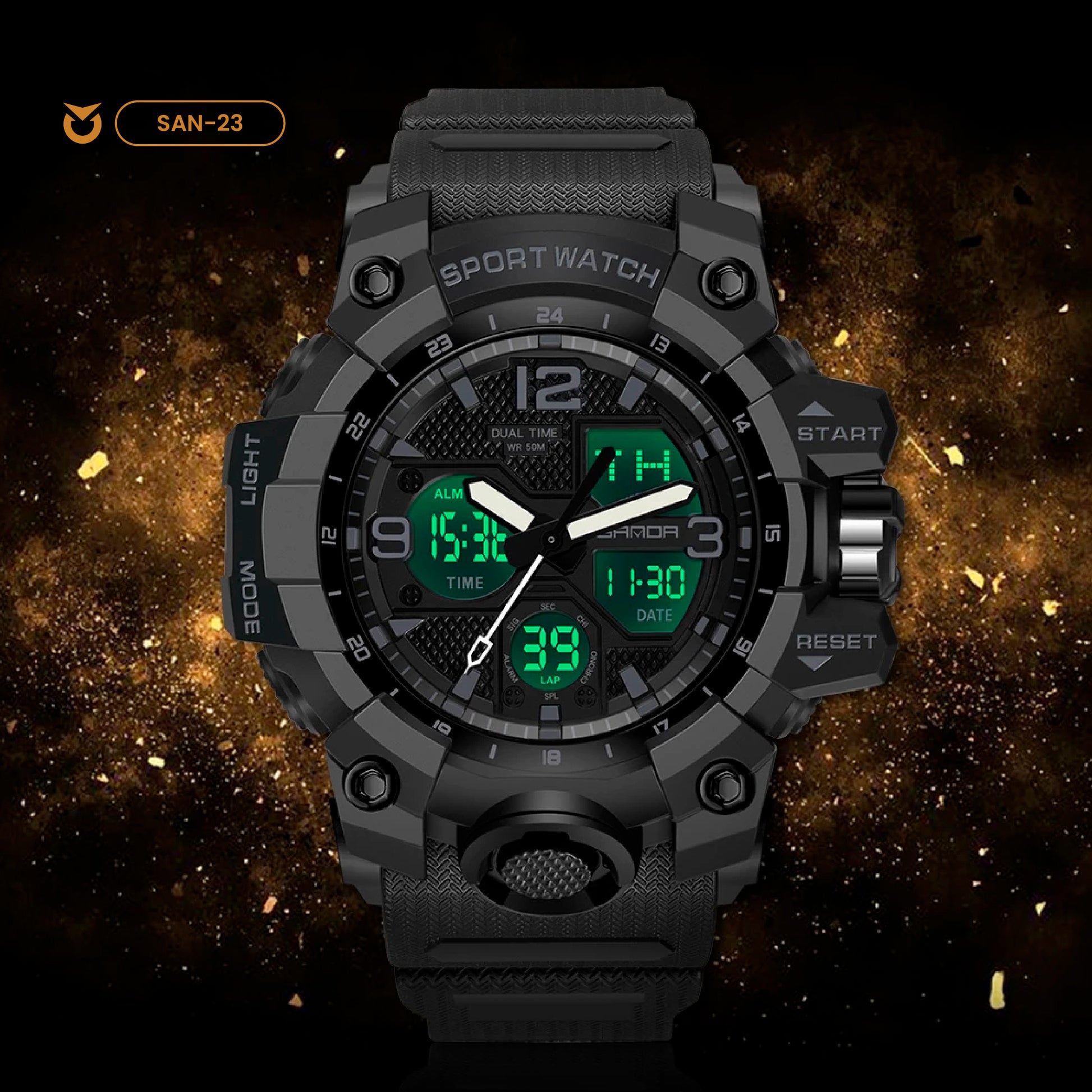 RELOJ SANDA ORIGINAL DEPORTIVO NEGRO - VERDE | SAN-23 | SAN-24 | SAN-27 (3)