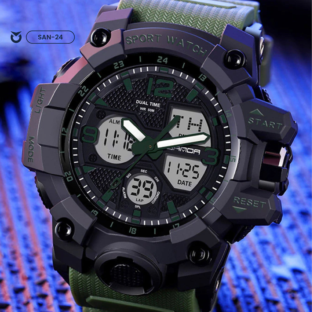 RELOJ SANDA ORIGINAL DEPORTIVO NEGRO - VERDE | SAN-23 | SAN-24 | SAN-27 (6)