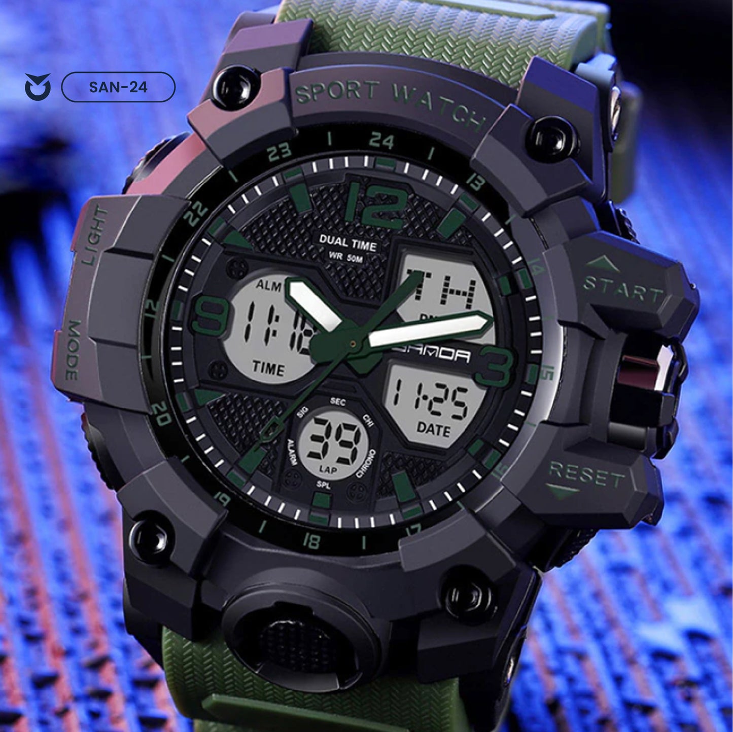 RELOJ SANDA ORIGINAL DEPORTIVO NEGRO - VERDE | SAN-23 | SAN-24 | SAN-27 (6)