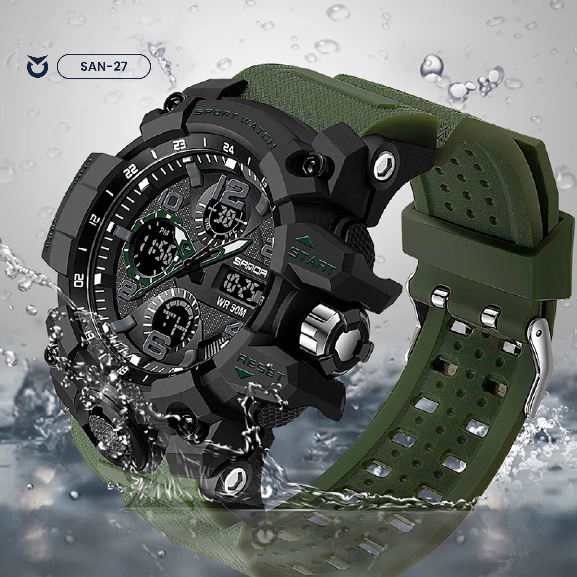 RELOJ SANDA ORIGINAL DEPORTIVO NEGRO - VERDE | SAN-23 | SAN-24 | SAN-27 (9)