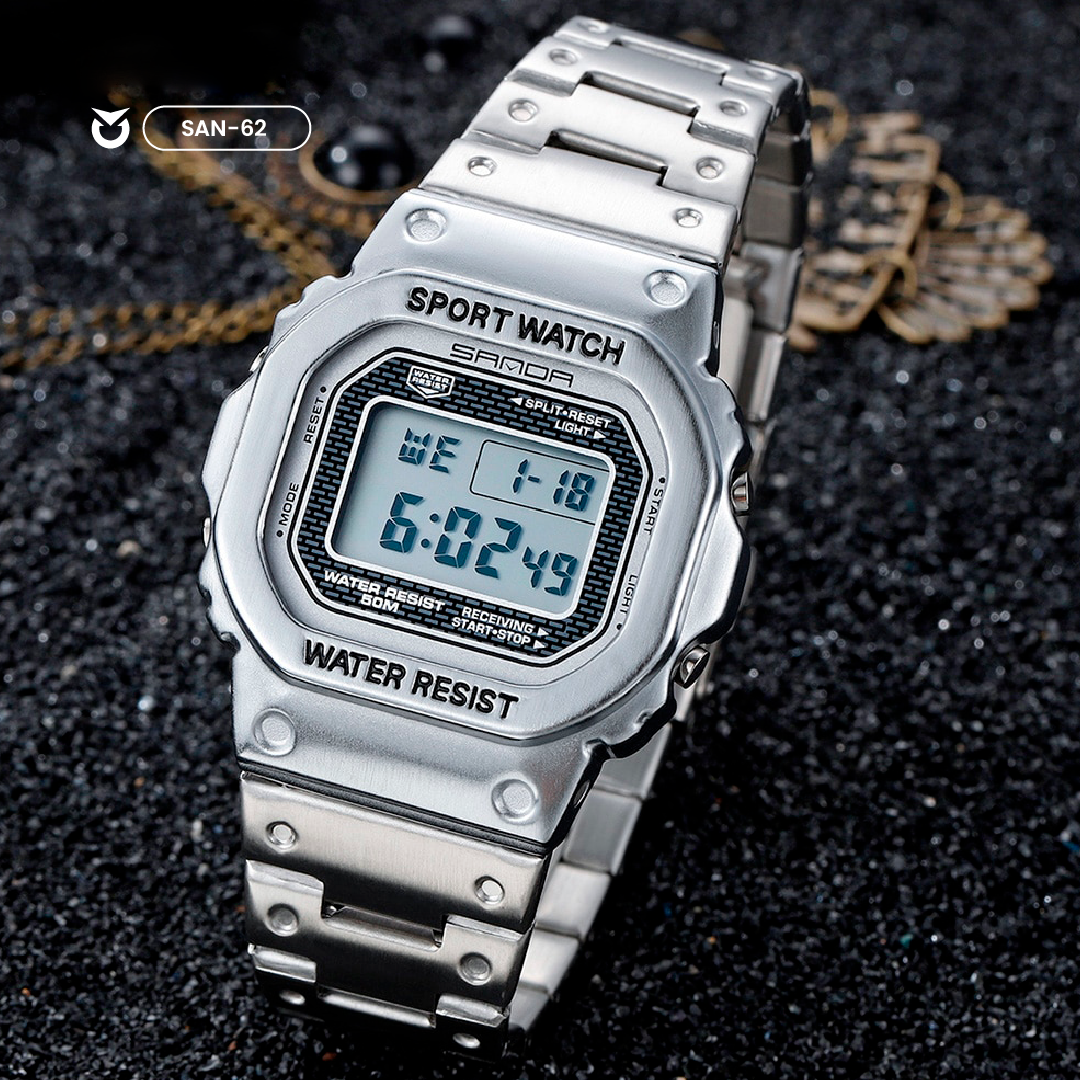 RELOJ SANDA ORIGINAL ELEGANTE NEGRO Y PLATEADO PARA HOMBRE | SAN-62 | SAN-41