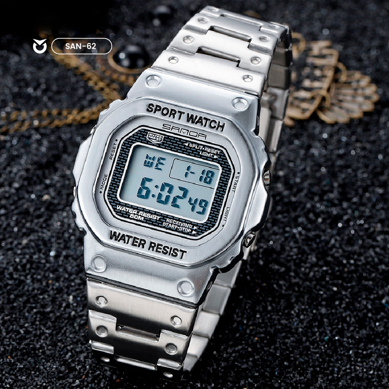 RELOJ SANDA ORIGINAL ELEGANTE NEGRO Y PLATEADO PARA HOMBRE | SAN-62 | SAN-41