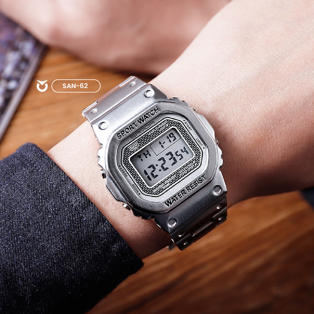 RELOJ SANDA ORIGINAL ELEGANTE NEGRO Y PLATEADO PARA HOMBRE | SAN-62 | SAN-41