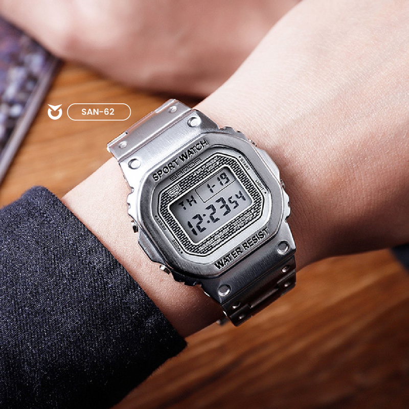RELOJ SANDA ORIGINAL ELEGANTE NEGRO Y PLATEADO PARA HOMBRE | SAN-62 | SAN-41