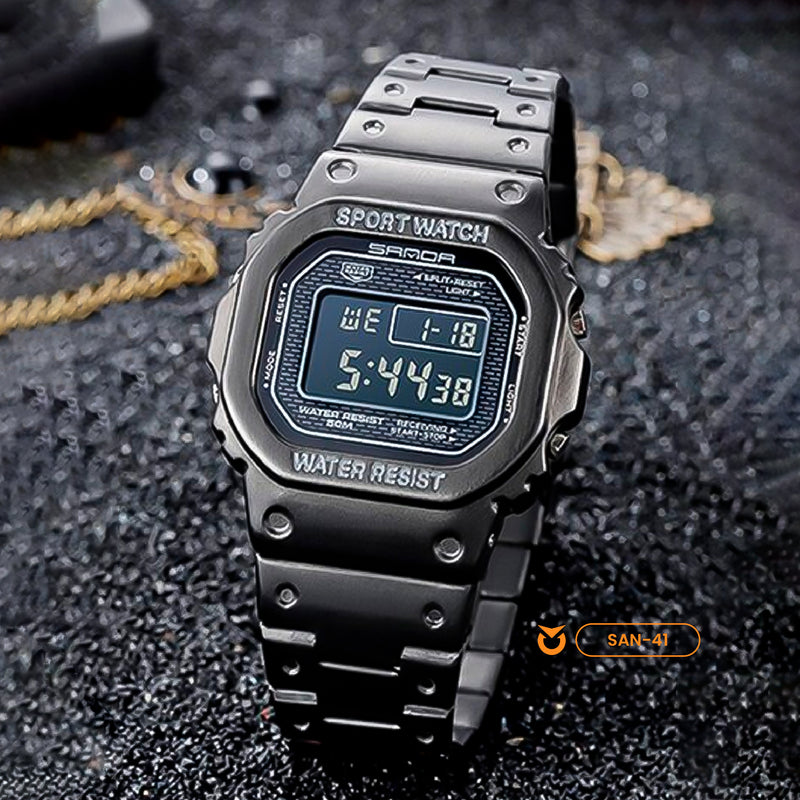 RELOJ SANDA ORIGINAL ELEGANTE NEGRO Y PLATEADO PARA HOMBRE | SAN-62 | SAN-41