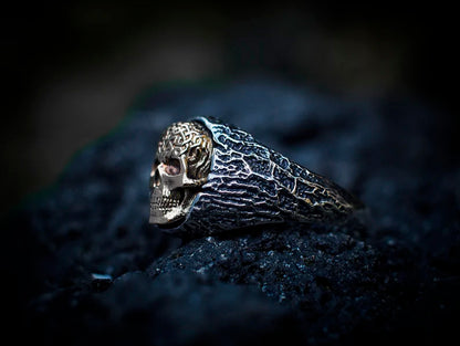 ANILLO CALAVERA PLATA Y DORADO | RIN-26