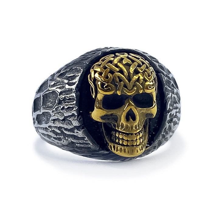 ANILLO CALAVERA PLATA Y DORADO | RIN-26