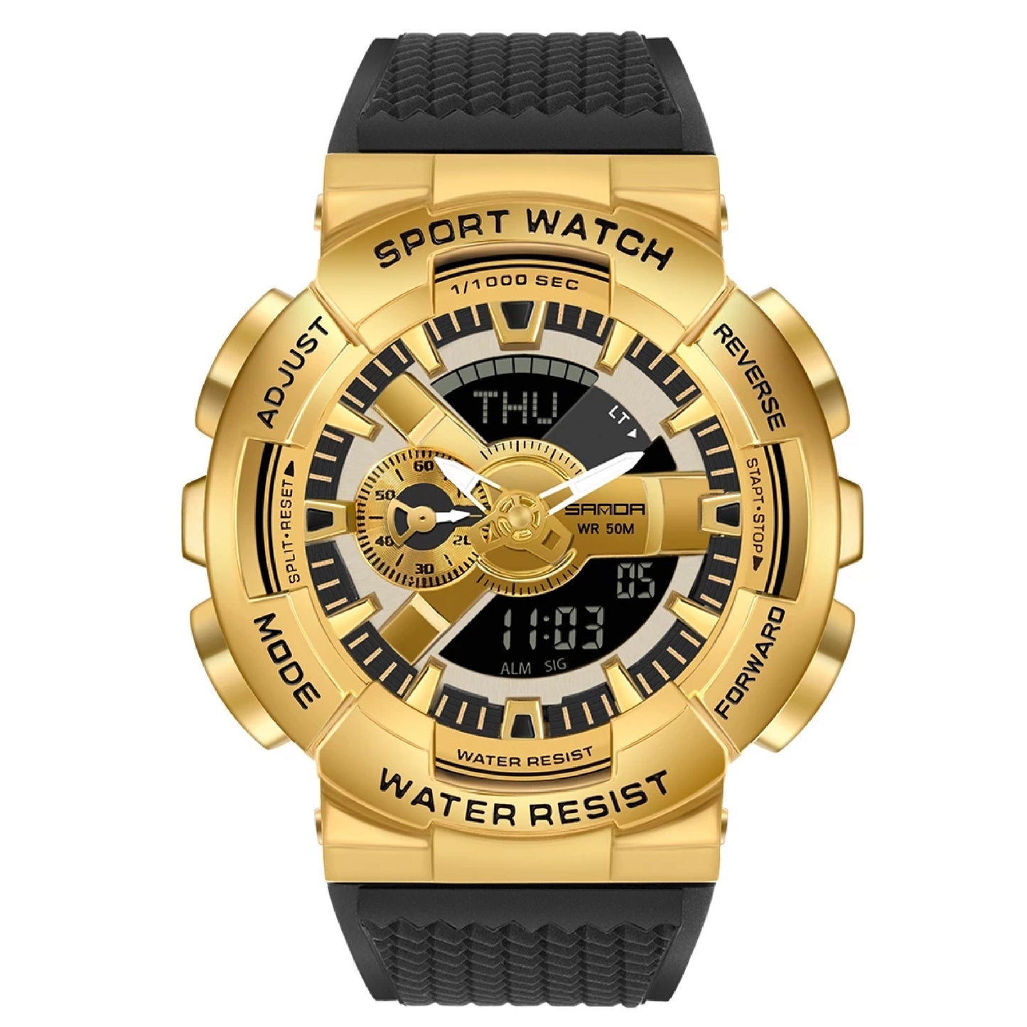 RELOJ SANDA DEPORTIVO PLATEADO Y DORADO | SAN-53 - SAN-33