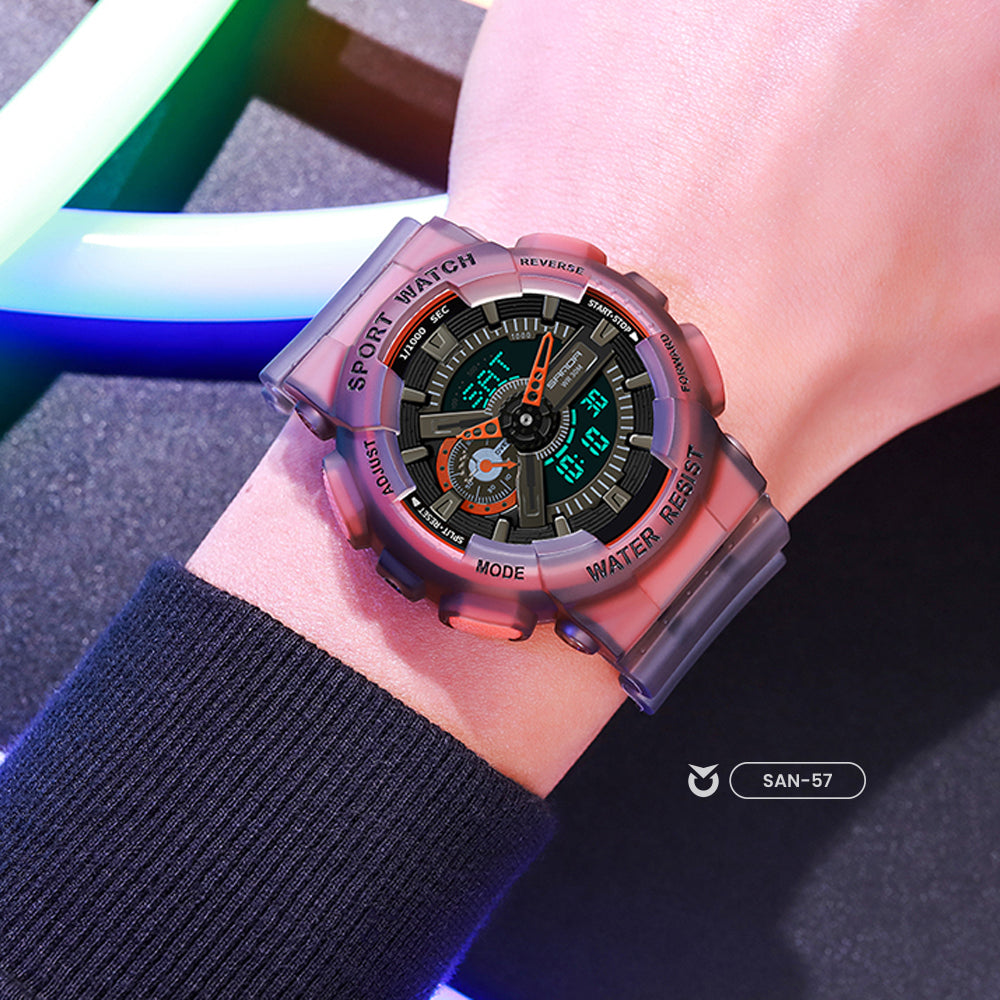 RELOJ SANDA ORIGINAL - DEPORTIVO - GRIS  NARANJA | SAN-57