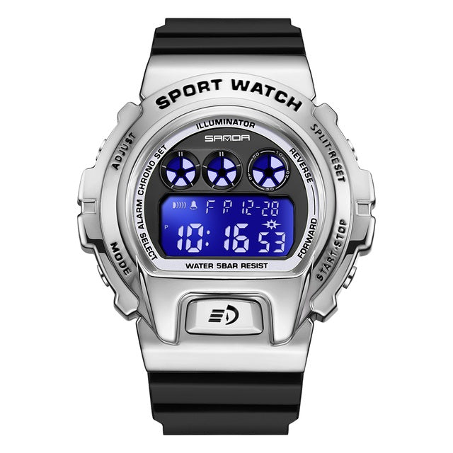 RELOJ SANDA BEZEL PLATEADO ESTILO G-SHOCK | SKU: SAN-93